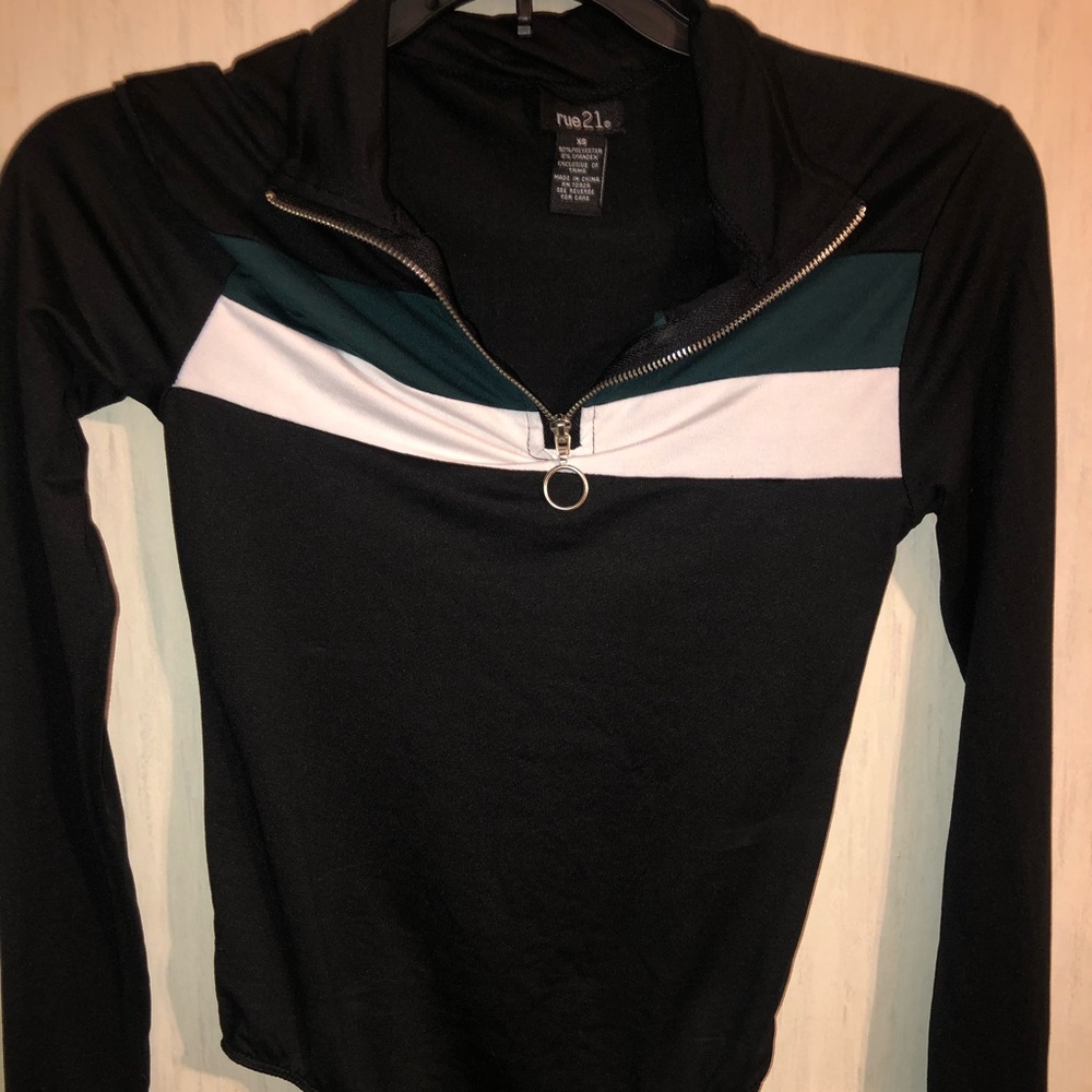 Long sleeve half front zip onesie